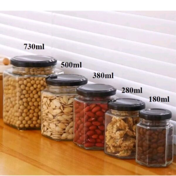 Hũ thủy tinh lục giác 180ml