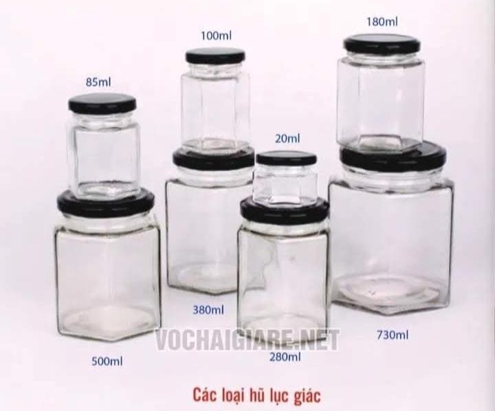 Hũ thuỷ tinh lục giá 380ml Hũ thuỷ tinh lục giá 380ml