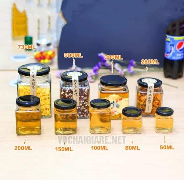 Hũ thủy tinh vuông 100ml